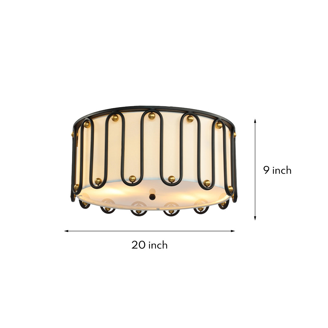 Aurelia Drum Flush Mount Ceiling Light in Matte Black with Opal Acrylic Shade