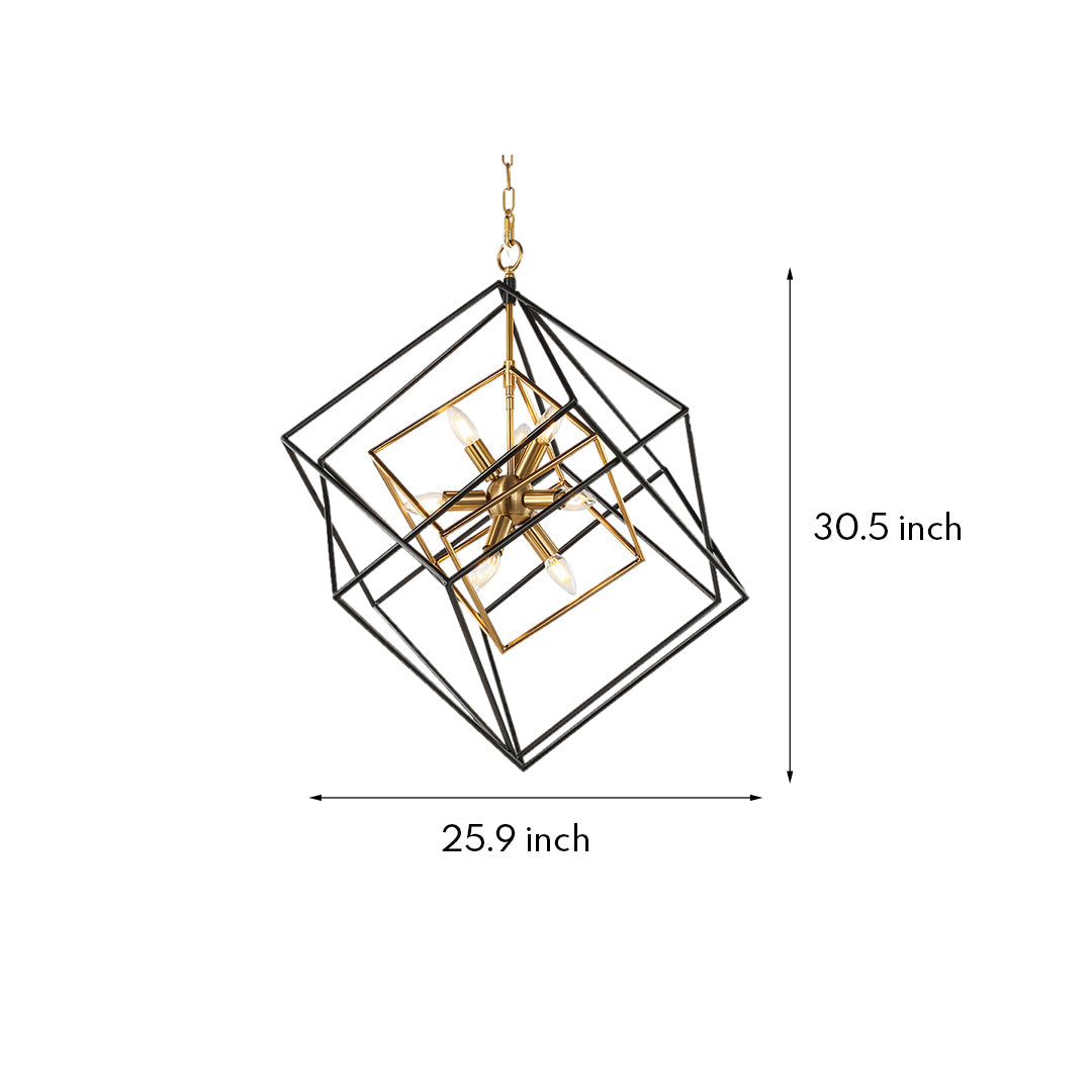 Industrial Dual-Color Iron Square Pendant Light with Acrylic Shade