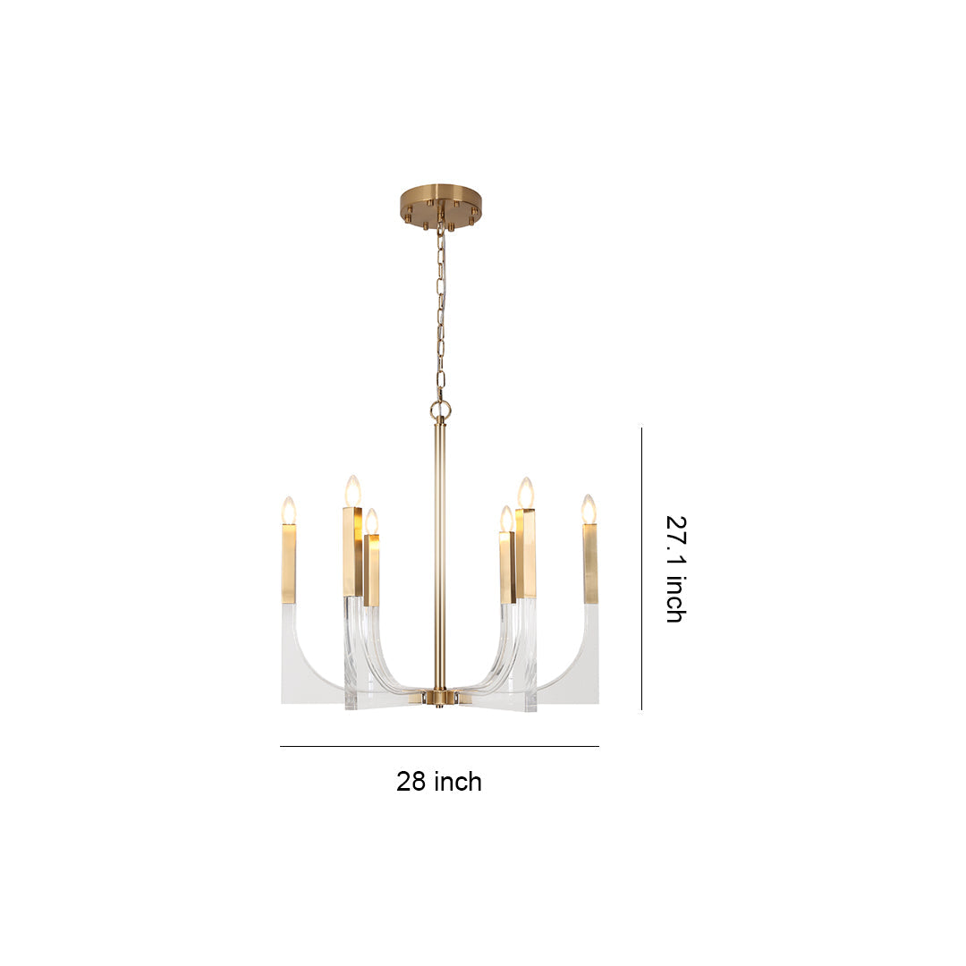 Aurelia Acrylic Chandelier – Modern Minimalist Gold Pendant Light for Dining and Living Spaces
