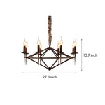 Nordic Brown Metal Chandelier with Acrylic Shades, 8-Light Candle Ceiling Fixture