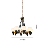 Artisan Eight-Light Globe Chandelier in Black and Clear Glass