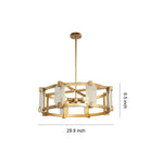Aurelia Round Glass Chandelier in Polished Brass for Dining and Living Spaces