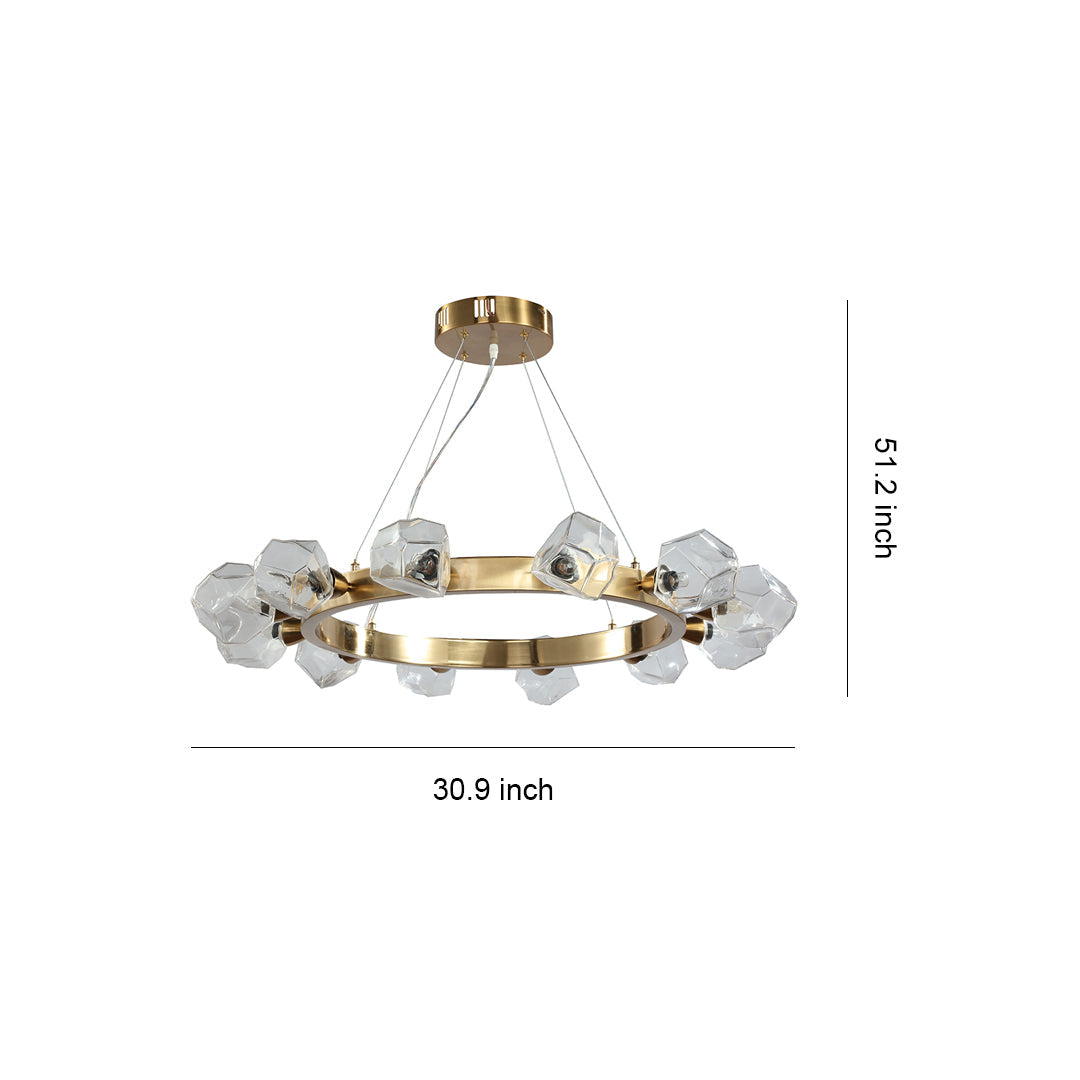 Aurelia Round Brass Ring Chandelier in Polished Gold