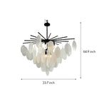 Mother of Pearl Chandelier with Black Metal Frame and Clear Glass Shades