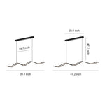 Modern Wavy Black Pendant Light for Kitchen Island, Minimalist LED Linear Suspension