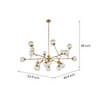 Bubble Sputnik Chandelier with Clear Glass Globes in Gold Finish