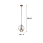 Brass Glass Ball Pendant Light with Perforated Metal Cone