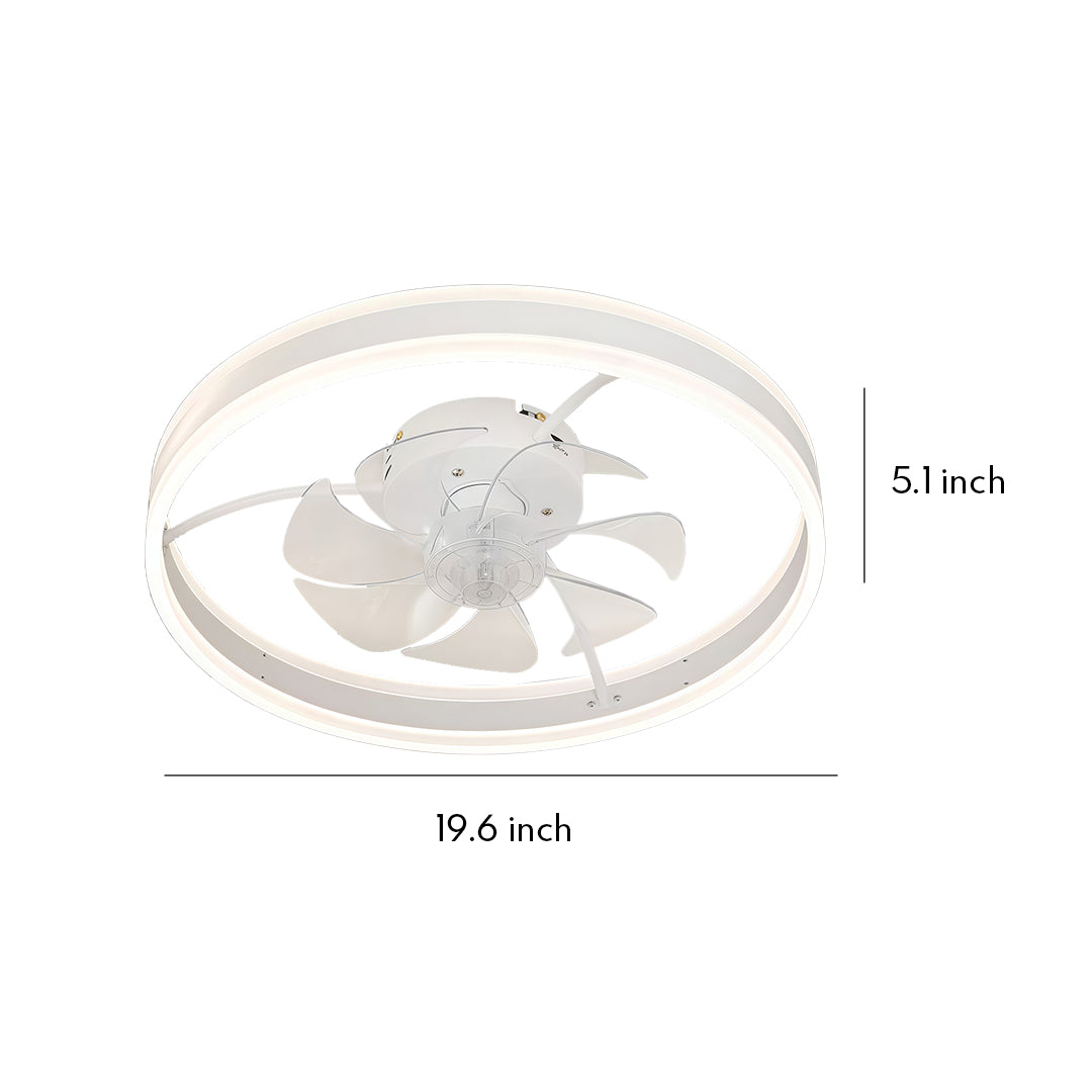 Lumina White Ceiling Fan with Integrated LED Ring Light