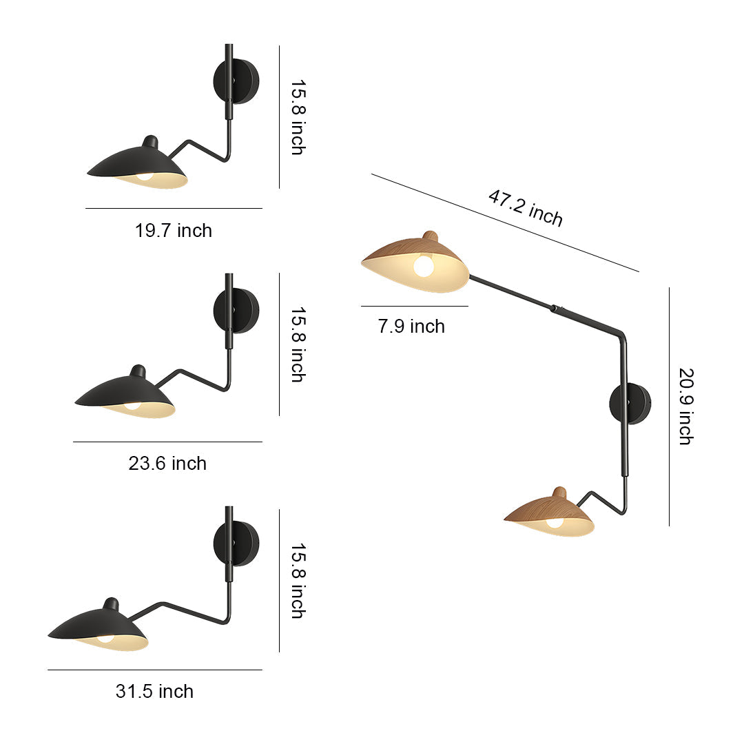 Swing Arm Wall Sconce with Full Spectrum LED, Industrial Modern