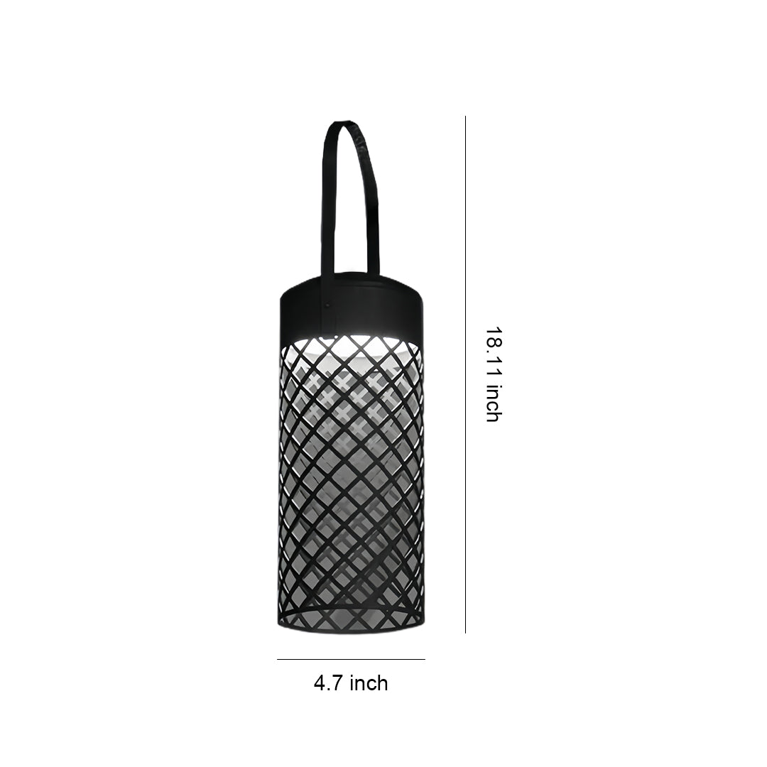 Minimalist Black Outdoor Pendant Lantern with Warm LED Glow
