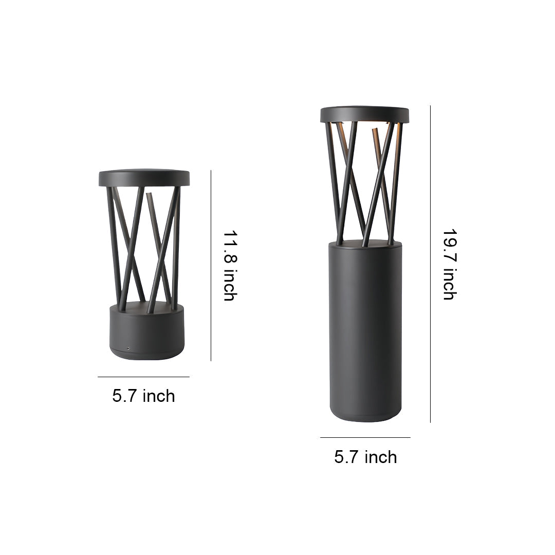 Outdoor Bollard Path Lights in Sand-Black Aluminum with Warm LED Glow