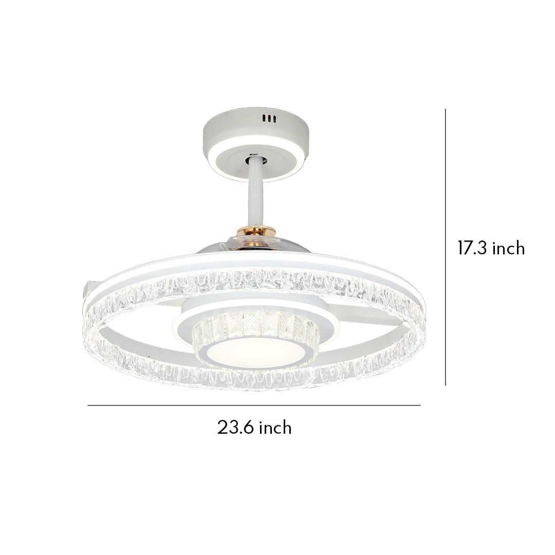 Nordic White Ceiling Fan with Integrated LED Round Light