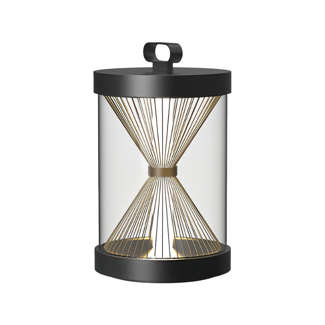 Black Hourglass Outdoor Lantern with Stainless Steel Frame