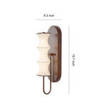 French Vintage Bamboo Silk Wall Sconce with Walnut Metal Accents
