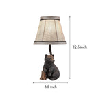 European Style Bear Resin Table Lamp with Fabric Shade