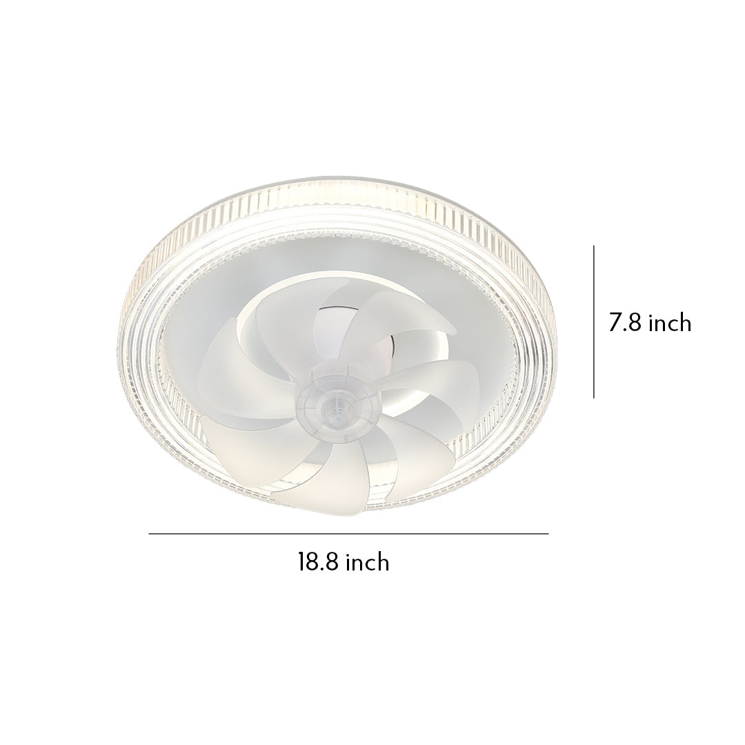 Aura White LED Ceiling Fan with Dimmable Light – Modern Flush Mount