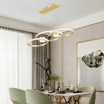 Nordic Gold Linear LED Chandelier with Adjustable Hanging Height