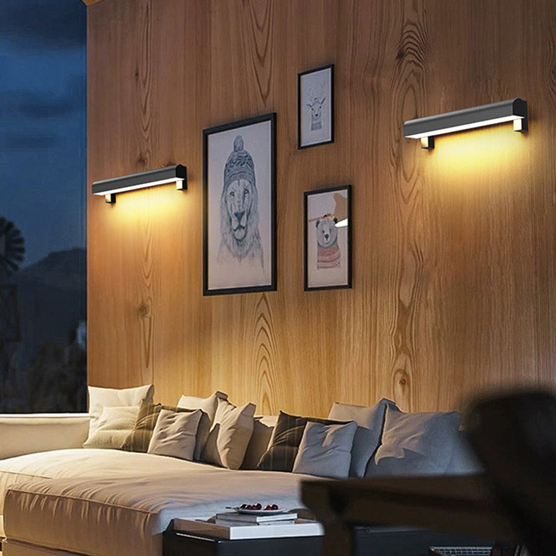 Modern Outdoor Wall Sconce with Black Stainless Steel and Warm LED Light