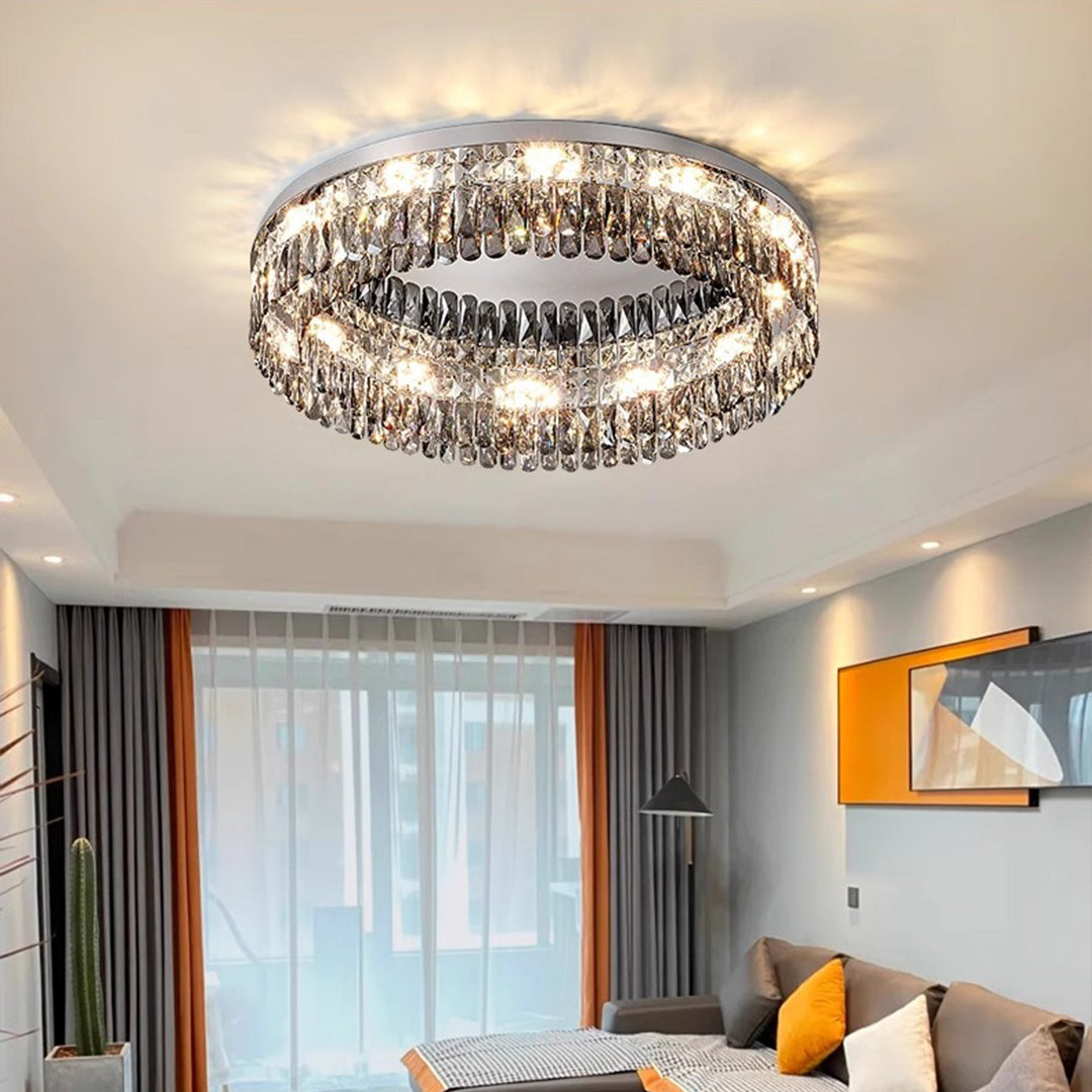 Lumière Cristal LED Ceiling Light – French Crystal Flush Mount in Polished Chrome