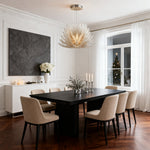 Deco Chrome Chandelier with Clear Glass Shades, Modern LED Ceiling Light