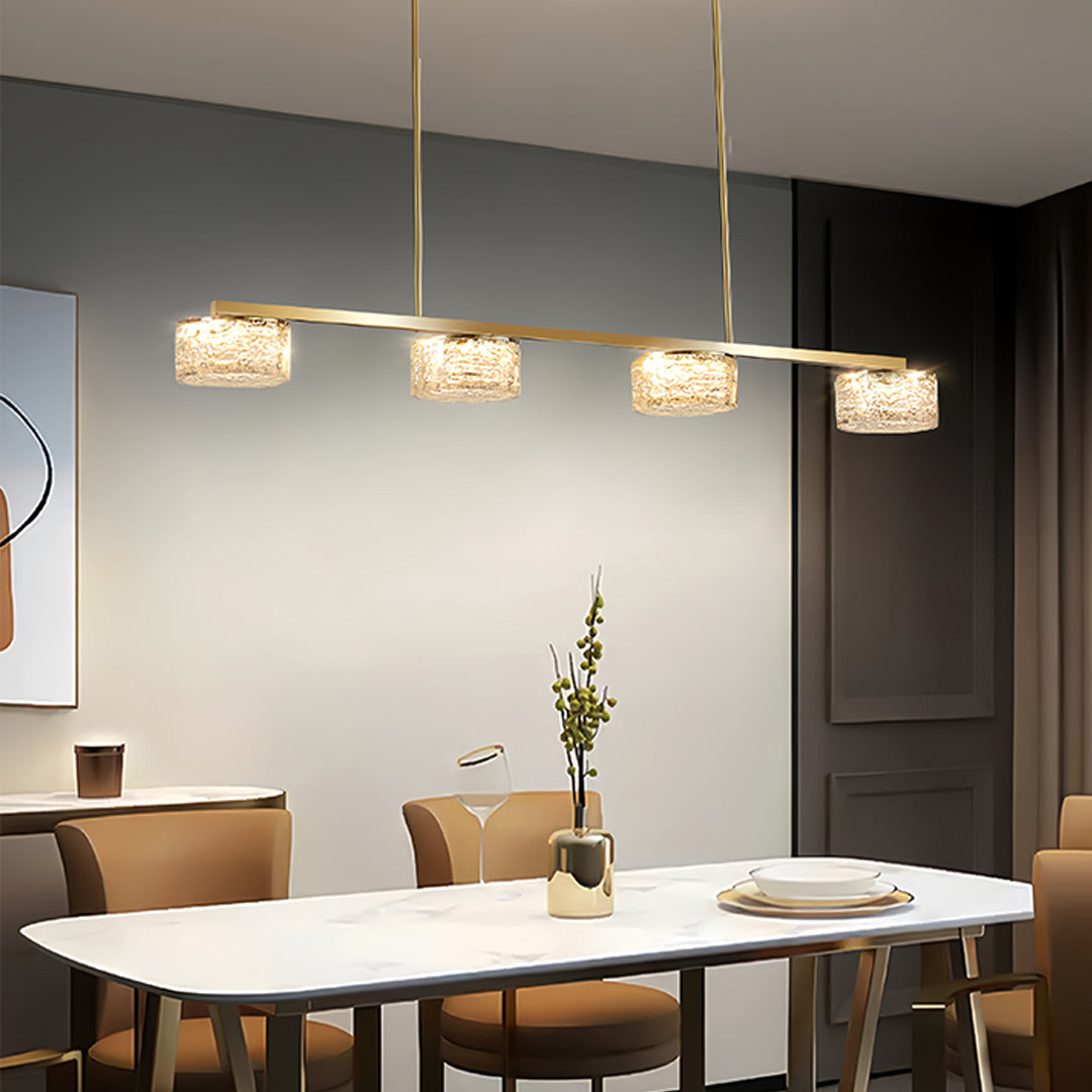 Linear LED Pendant Light in Black and Gold with Adjustable Height