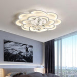 Modern Floral Acrylic Led Flush Mount Ceiling Light With Elegant Crystal Teardrops