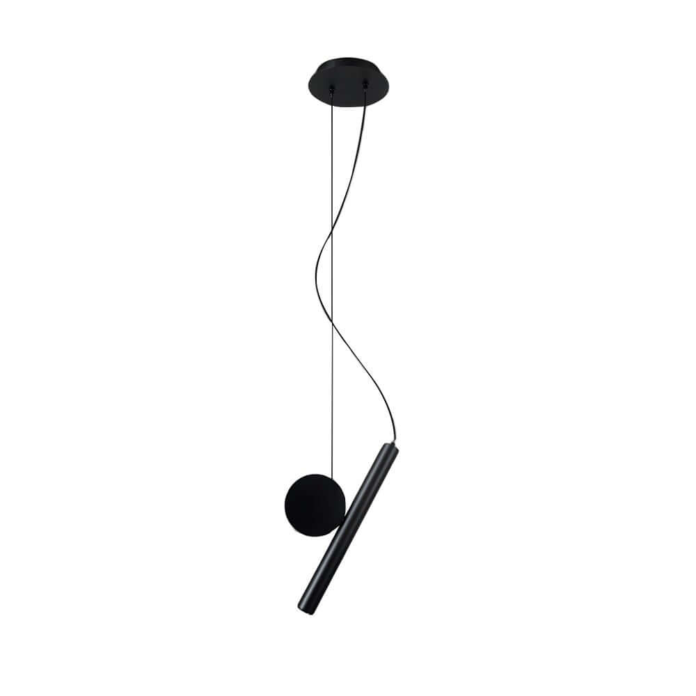 Modern Black Cylinder Pendant Light with Adjustable Hanging Length for Kitchen Island