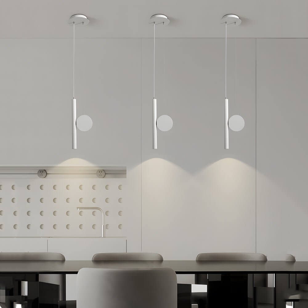 Modern Black Cylinder Pendant Light with Adjustable Hanging Length for Kitchen Island