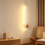 Japanese Minimalist Wooden Wall Lamp – LED Linear Bedside Light for Bedroom, Hallway & Background Wall