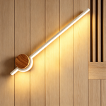 Japanese Minimalist Wooden Wall Lamp – LED Linear Bedside Light for Bedroom, Hallway & Background Wall