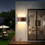Modern Waterproof LED Outdoor Wall Light – Wood Grain Up Down Wall Sconce for Porch, Hallway & Exterior Wall
