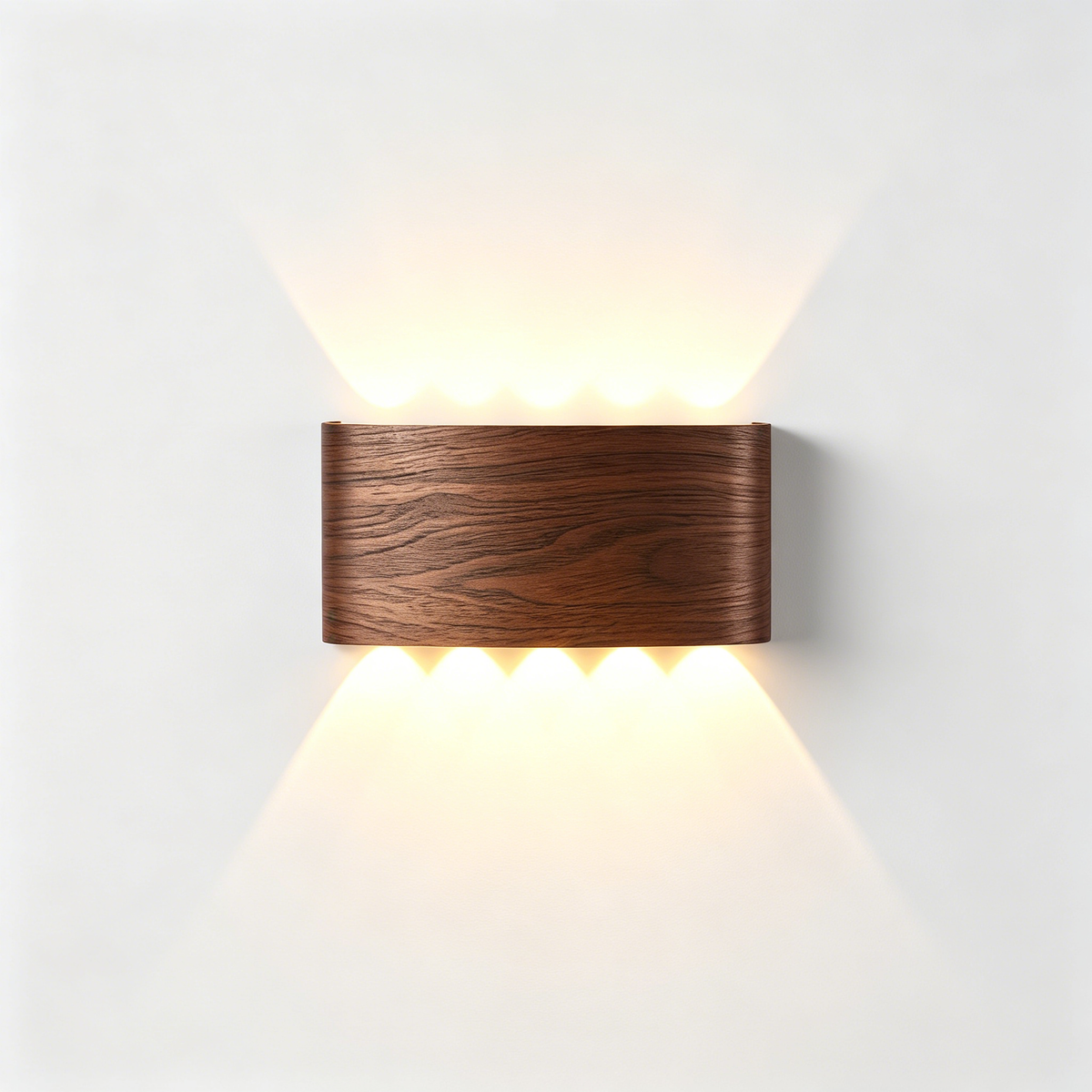 Modern Waterproof LED Outdoor Wall Light – Wood Grain Up Down Wall Sconce for Porch, Hallway & Exterior Wall