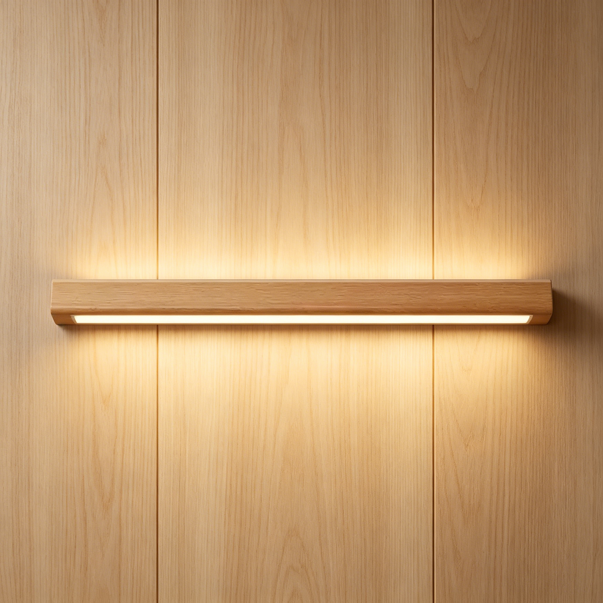 Nordic Minimalist Wooden Linear Wall Lamp – LED Bedside Background Light