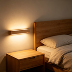 Nordic Minimalist Wooden Linear Wall Lamp – LED Bedside Background Light