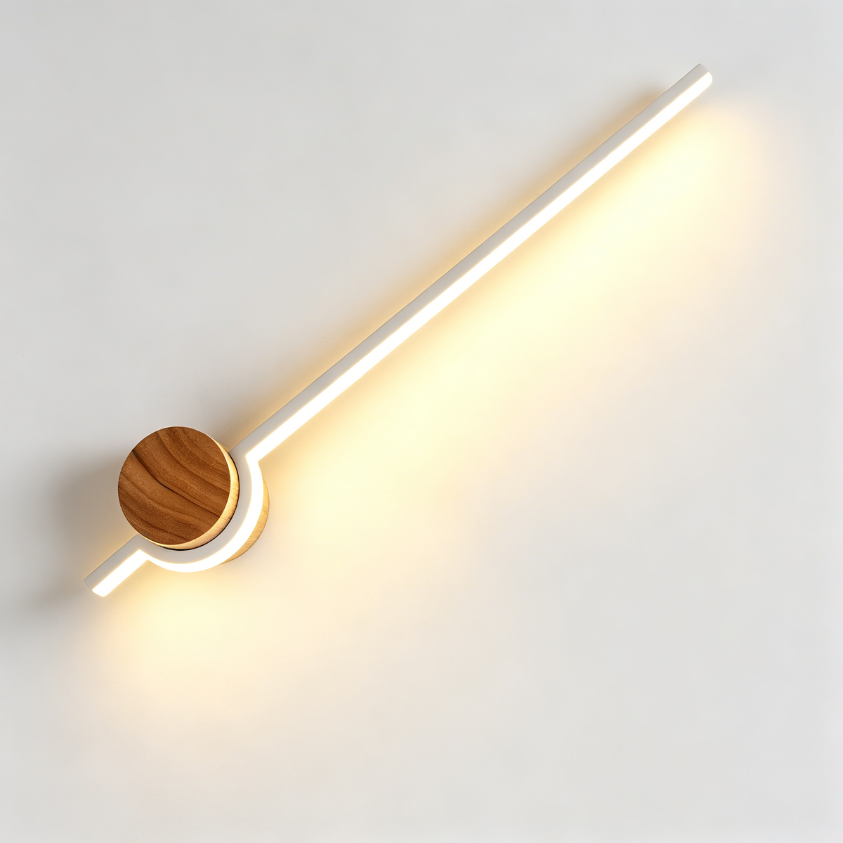 Japanese Minimalist Wooden Wall Lamp – LED Linear Bedside Light for Bedroom, Hallway & Background Wall