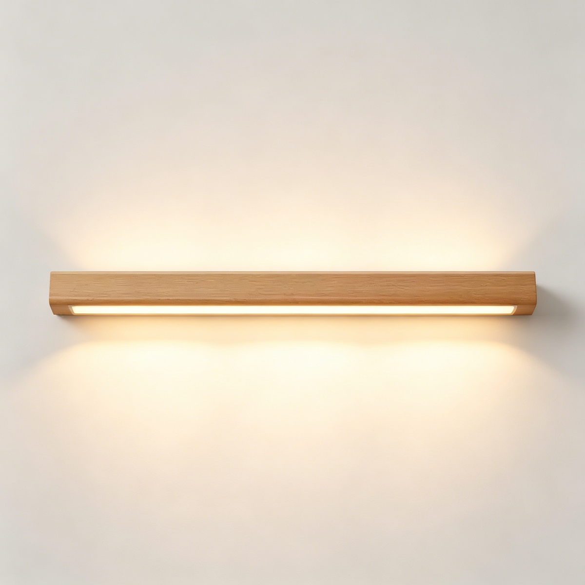 Japanese Minimalist Wooden Wall Lamp – LED Linear Bedside Light for Bedroom, Hallway & Background Wall