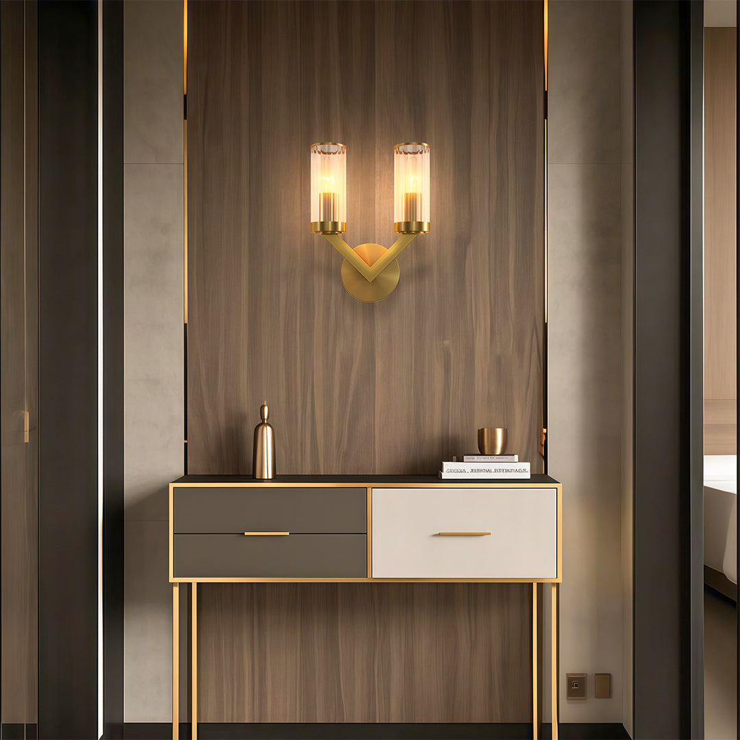 Aurelia Double Glass Wall Sconce in Pure Copper