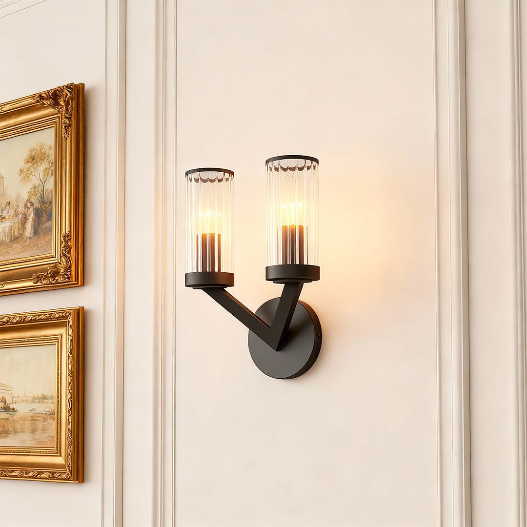 Aurelia Double Glass Wall Sconce in Pure Copper