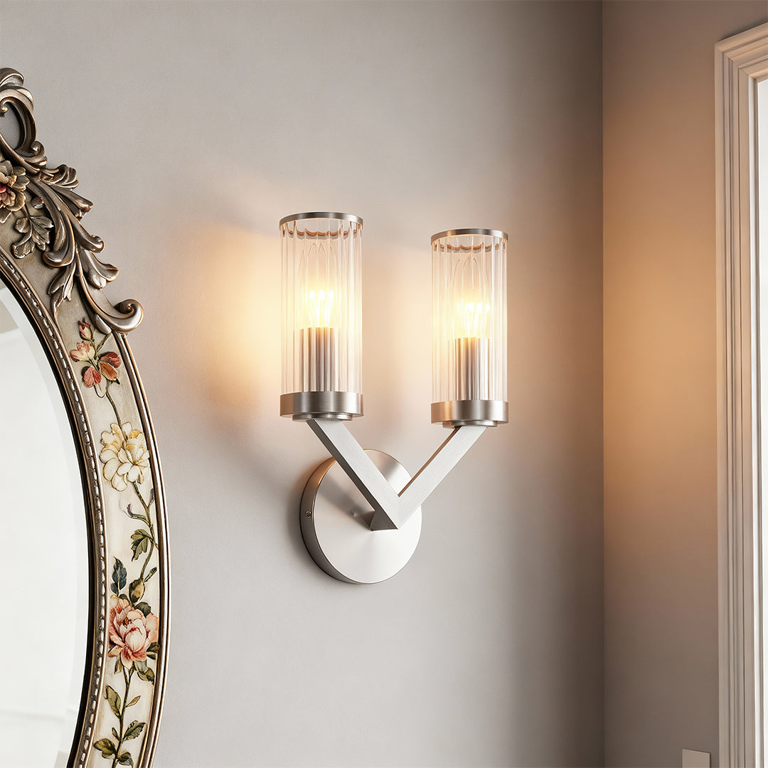 Aurelia Double Glass Wall Sconce in Pure Copper