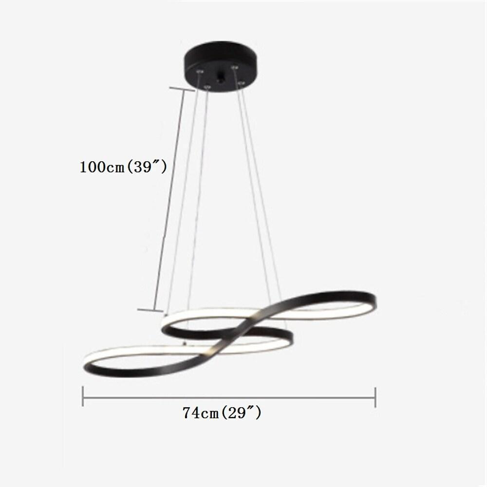Metal Silica Pendant Hanging Light For Dining Room Led Abstract Curved Strip Chandelier