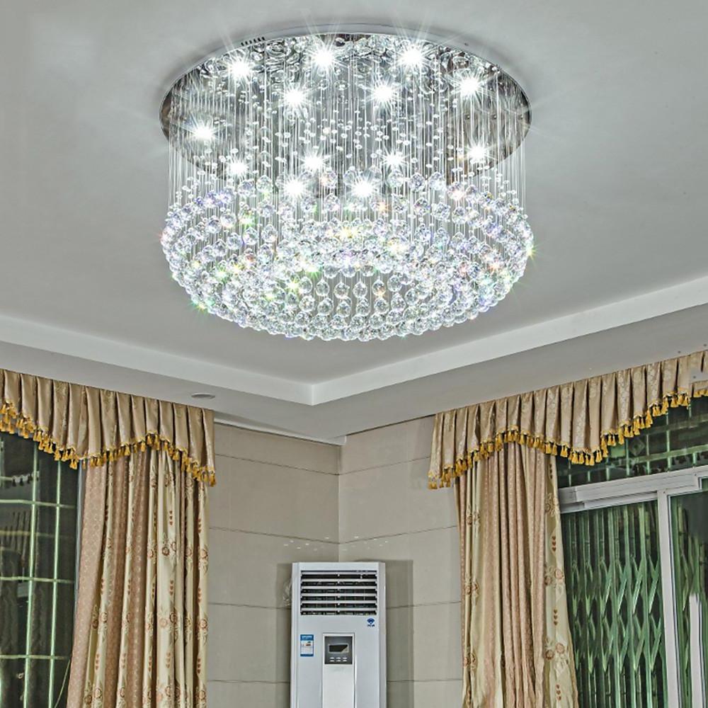 Glass Cicles Crystal Led Chandelier Drum Flush Mount Chandelier