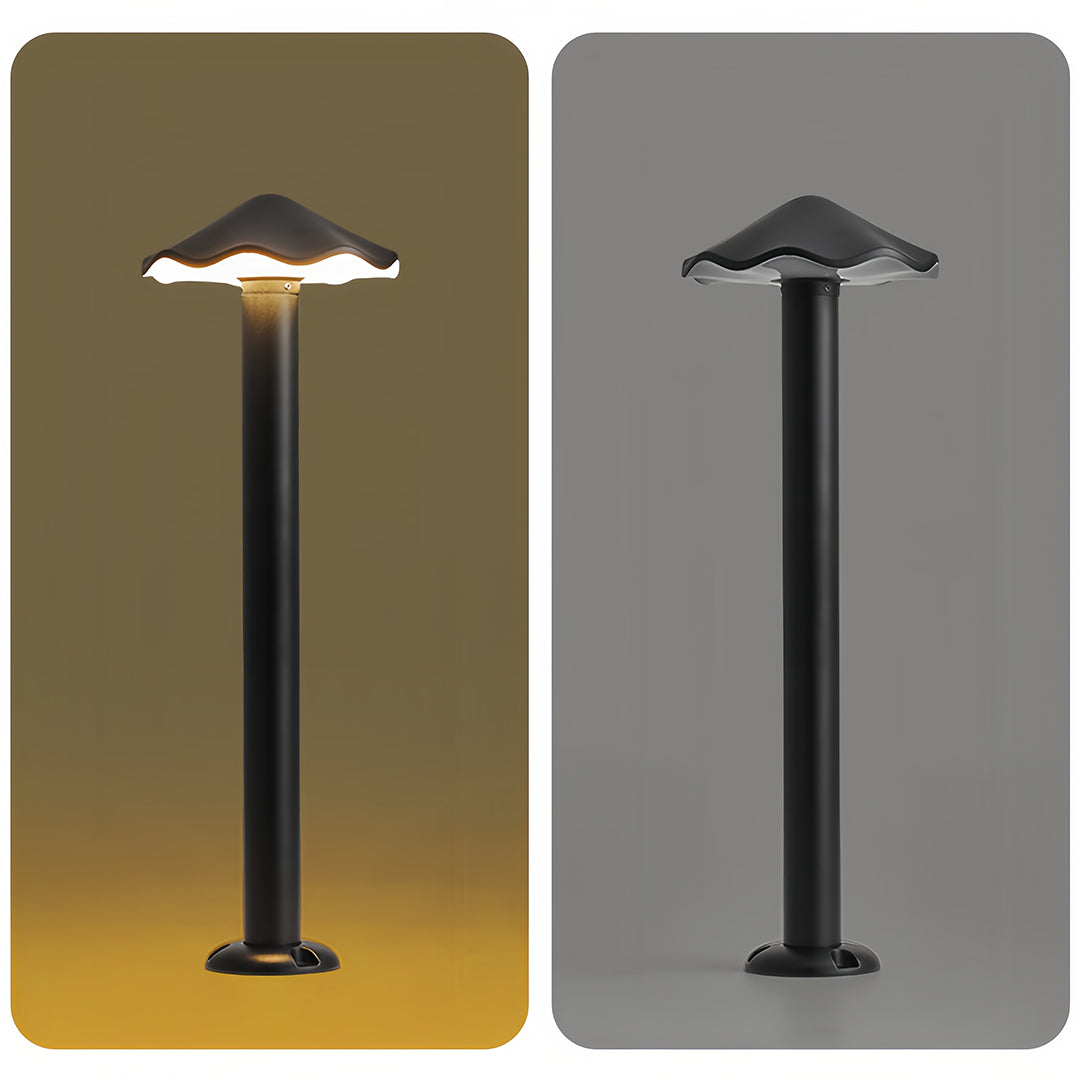 Industrial Umbrella Pathway Light in Black Aluminum for Outdoor Walkways