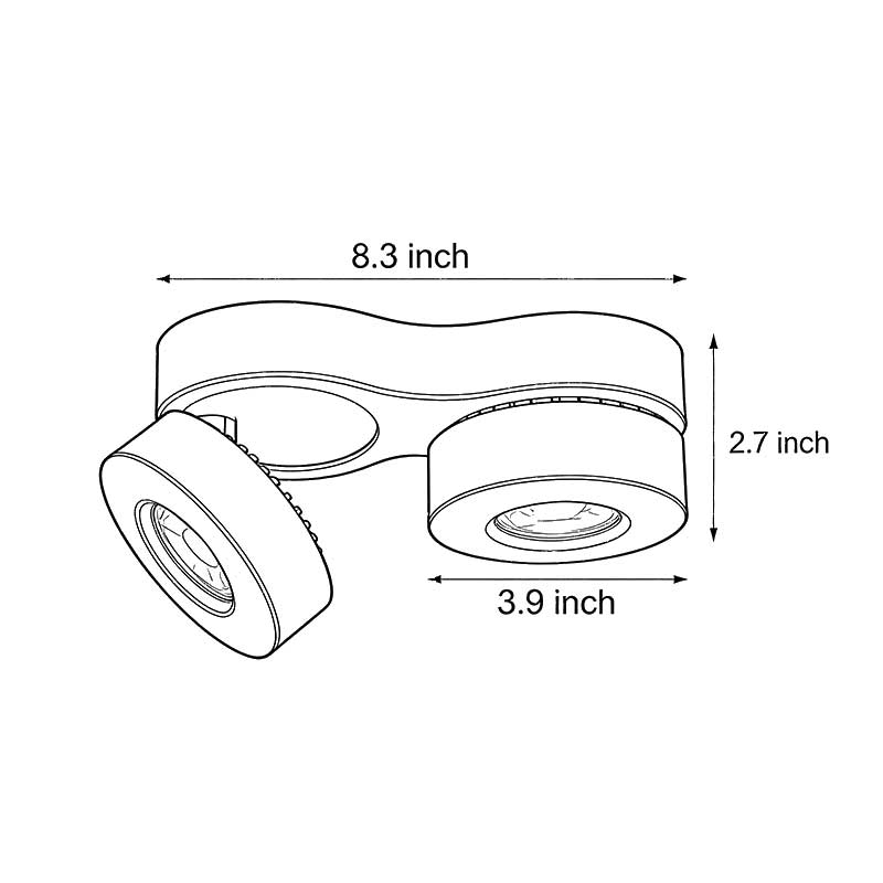 Aria Dual-Head Adjustable LED Ceiling Spotlight in White or Black