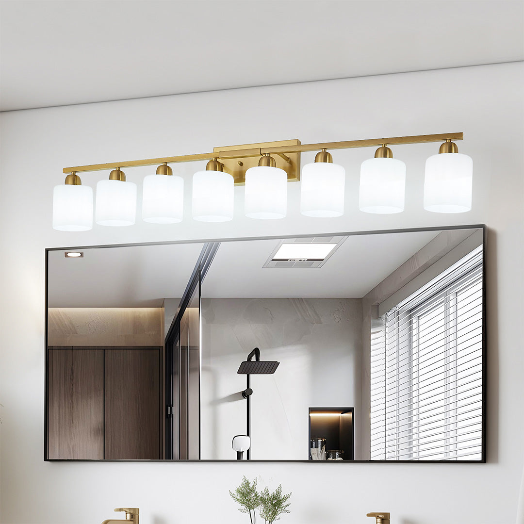 Modern Minimalist Vanity Light for Bathroom Mirror with Glass Shades