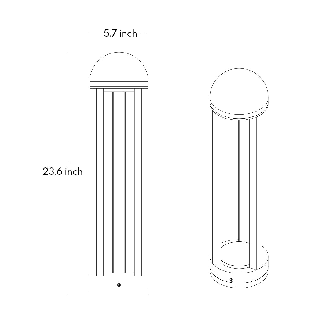 Modern Garden Bollard Light with Die-Cast Aluminum Body