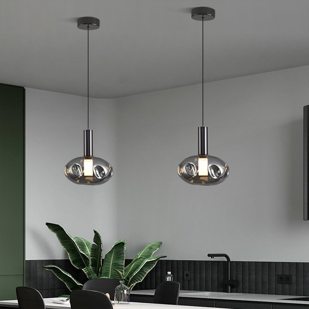 Modern Drum Pendant Light with Branch Design, Minimalist LED Ceiling Lamp