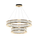 Aurelia Crystal Chandelier – Layered Gold Aluminum & LED Hanging Light