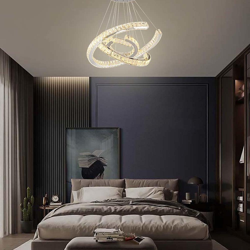 Lumina Wave Crystal LED Chandelier in Stainless Steel