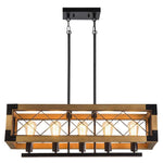 Rustic Industrial Linear Chandelier For Dining Rooms Farmhouse Rectangular Square Light Fixture