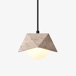 Kaelo Pendant Light in Yellow Travertine with Glass Globe